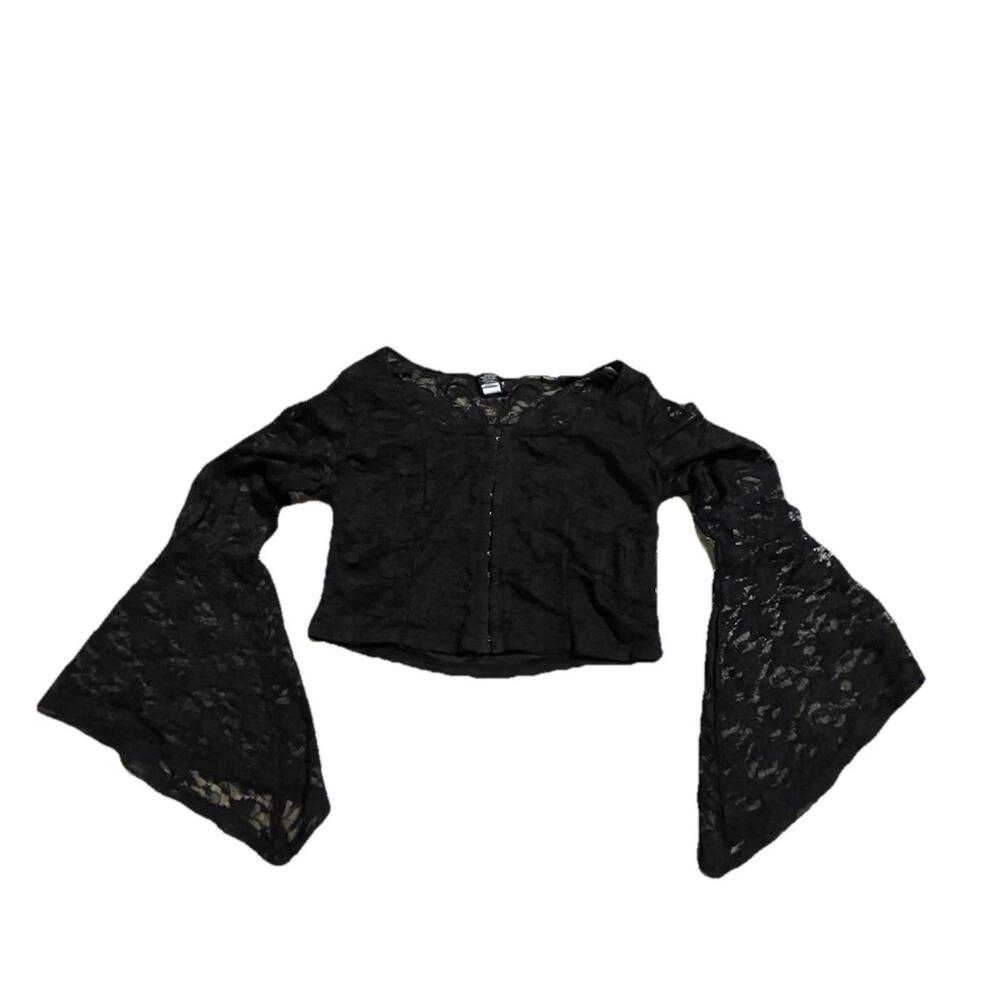 Hot Topic Cosmic Aura‎ Black Butterfly Lace Plus Size Bell Sleeve Top size S H73